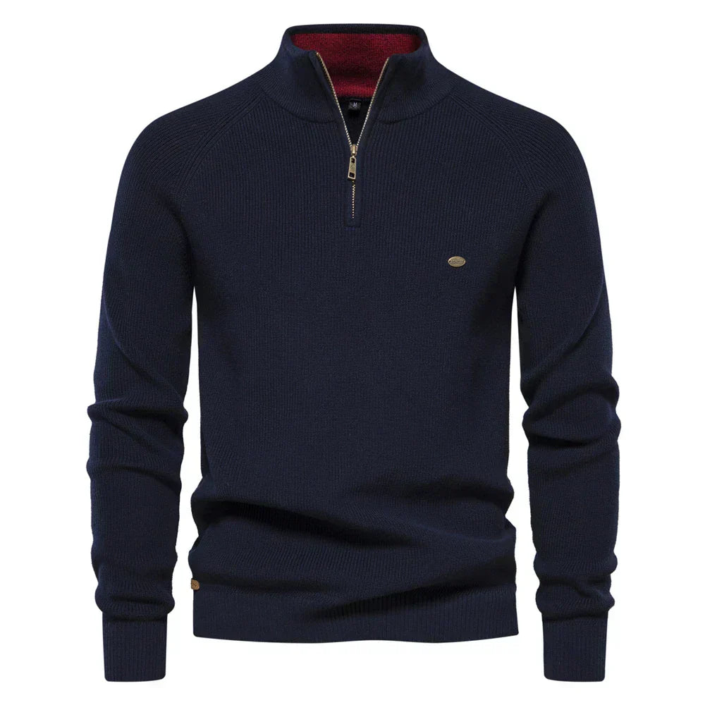 Pull zippé en coton pour hommes