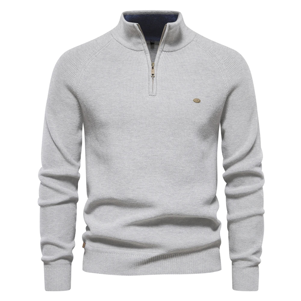 Pull zippé en coton pour hommes