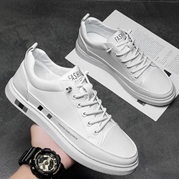 Baskets en Cuir pour Hommes Plates