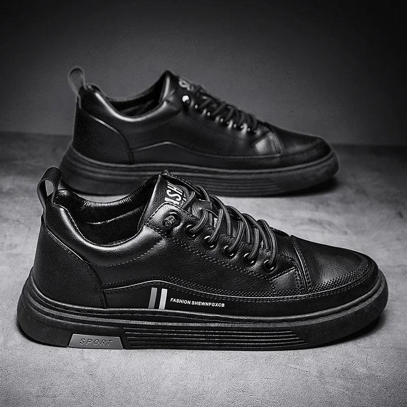 Baskets en Cuir pour Hommes Plates