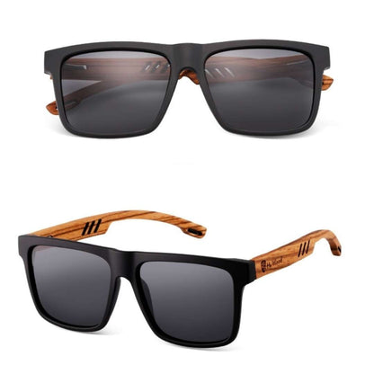 Lunettes de soleil en bois polarisées pour hommes avec design carré