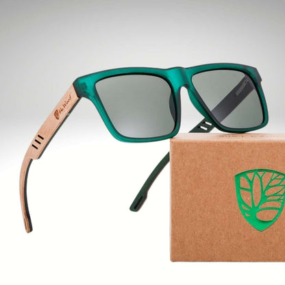 Lunettes de soleil en bois polarisées pour hommes avec design carré
