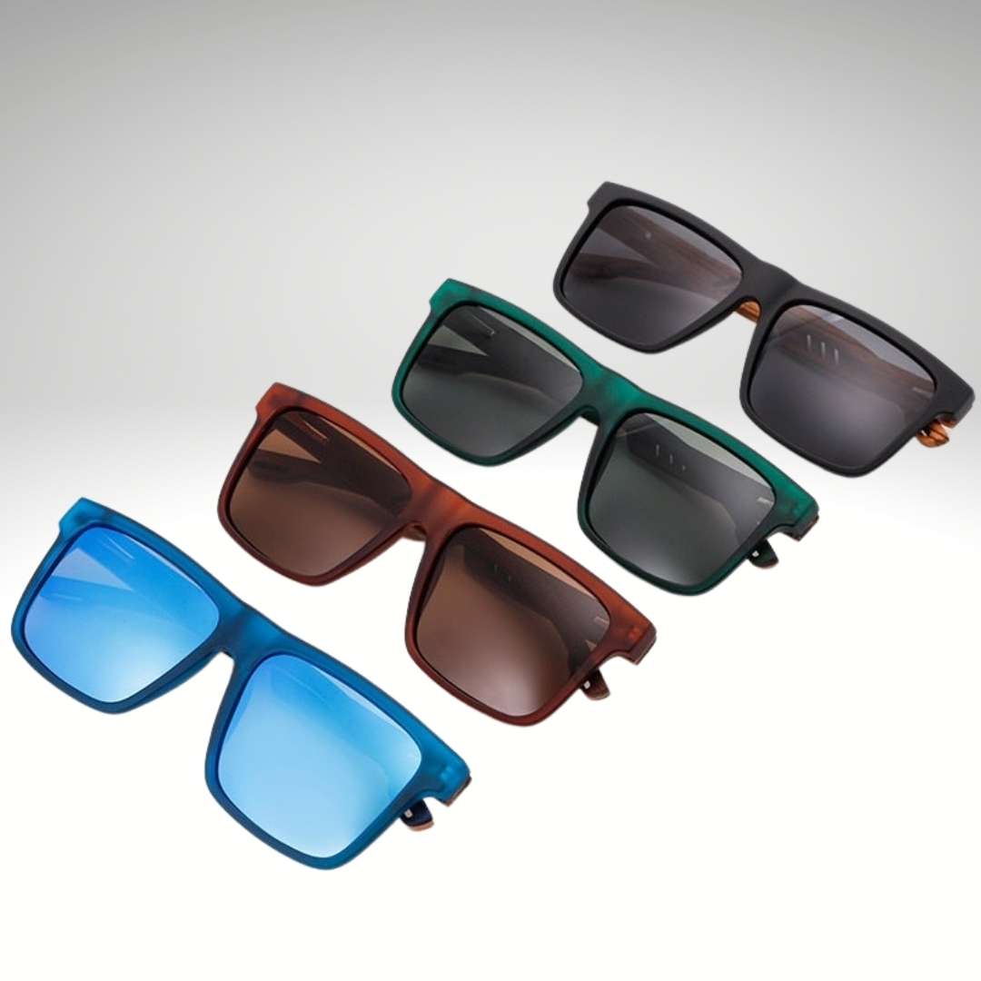 Lunettes de soleil en bois polarisées pour hommes avec design carré