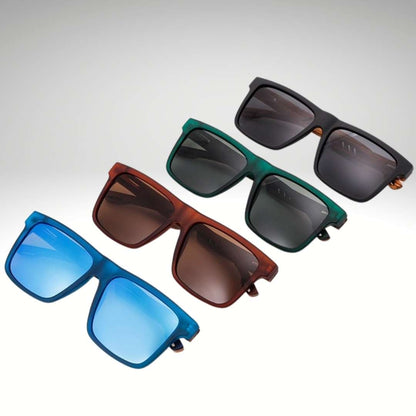 Lunettes de soleil en bois polarisées pour hommes avec design carré