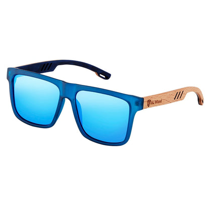 Lunettes de soleil en bois polarisées pour hommes avec design carré