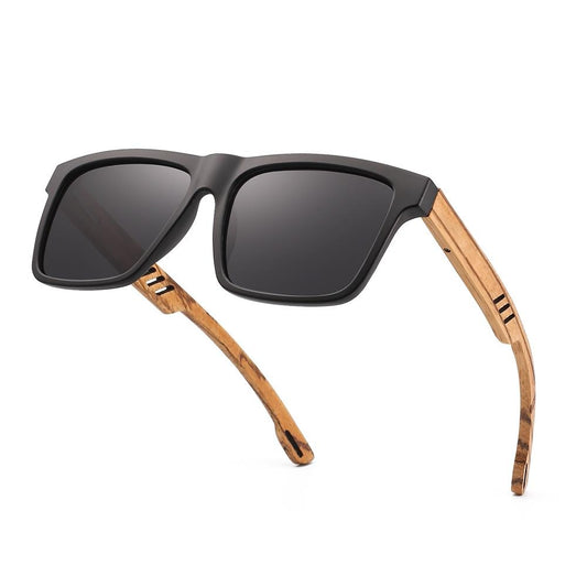 Lunettes de soleil en bois polarisées pour hommes avec design carré