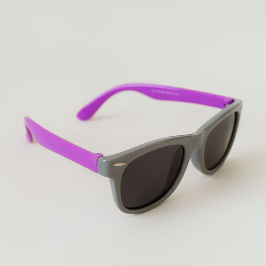 Lunettes de soleil flexibles grises et violettes polarisées pour enfants