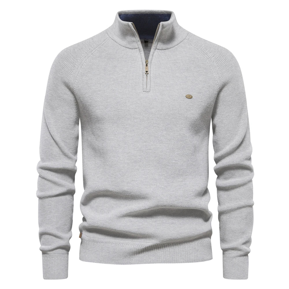 Pull zippé en coton pour hommes