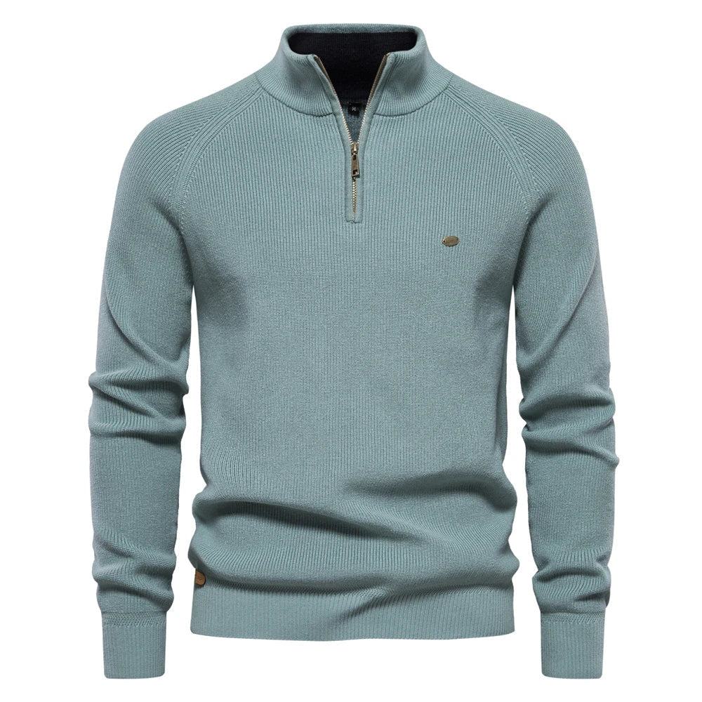 Pull zippé en coton pour hommes