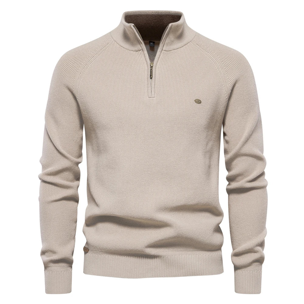 Pull zippé en coton pour hommes